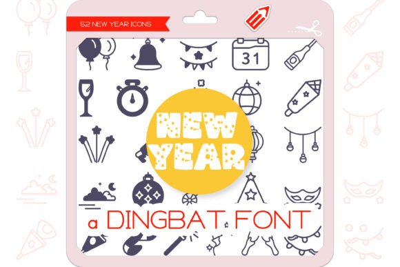 New Year Icons: A Festive Font for Digital Design